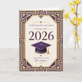 2026年卒業カード 紫と金 カード (黄色い花)