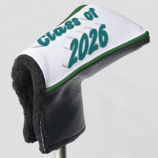 2026年卒業クラス 緑のタイポグラフィー ゴルフヘッドカバー (3/4 正面)