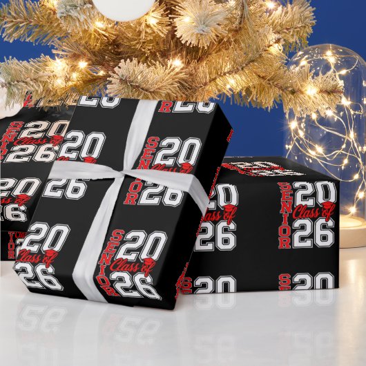 2026年卒業クラス 赤 シニア 26 ラッピングペーパー (クリスマス)