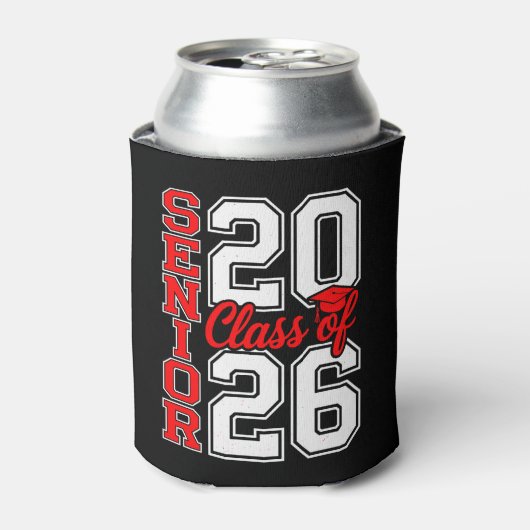 2026年卒業クラス 赤 シニア 26 缶クーラー (缶正面)