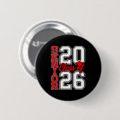 2026年卒業クラス 赤 シニア 26 缶バッジ (正面&裏面)