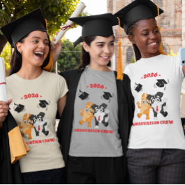 2026年卒業クルー かわいいキャラクタードッグ トライブレンドTシャツ