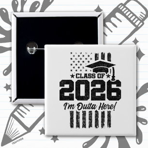 2026年卒業ディストressedフラグデザイン 缶バッジ