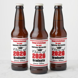 2026年卒業パーティーの赤のカスタムデザイン ビールラベル