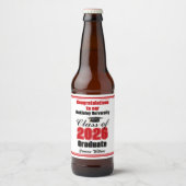 2026年卒業パーティーの赤のカスタムデザイン ビールラベル (正面)