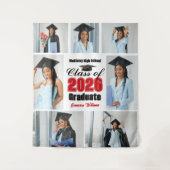2026年卒業パーティーフォトコラージュ 赤字 タペストリー (正面)
