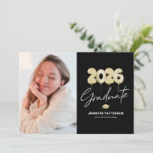 2026年卒業パーティー招待状 モダンな写真入り 招待状 (スタンド正面)