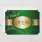 2026年卒業パーティー グリーンとゴールド 招待状 (正面)