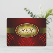 2026年卒業パーティー 赤と金 招待状 (スタンド正面)