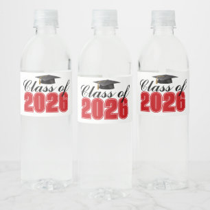 2026年卒業パーティー 赤 ペットボトルラベル