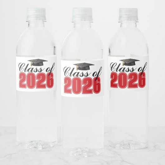 2026年卒業パーティー 赤 ペットボトルラベル (ボトル)