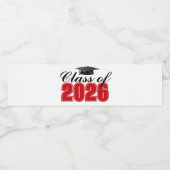 2026年卒業パーティー 赤 ペットボトルラベル (シングルラベル)