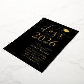 2026年卒業パーティ ブラックゴールド 箔招待状 (回転した状態)
