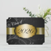 2026年卒業パーティ ブラック&ゴールド 招待状 (スタンド正面)