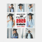 2026年卒業フォトコラージュ 赤 フリースブランケット (正面)