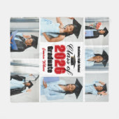 2026年卒業フォトコラージュ 赤 フリースブランケット (正面(横))