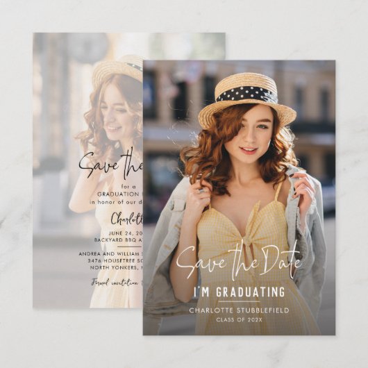 2026年卒業写真 保存日付のお知らせ エンクロージャーカード (正面/裏面)