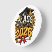 2026年卒業式お祝いデザイン ラウンド壁時計 (傾斜)