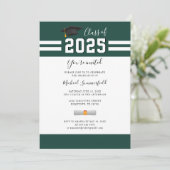 2026年卒業式グリーン＆ホワイトの卒業パーティー 招待状 (スタンド正面)