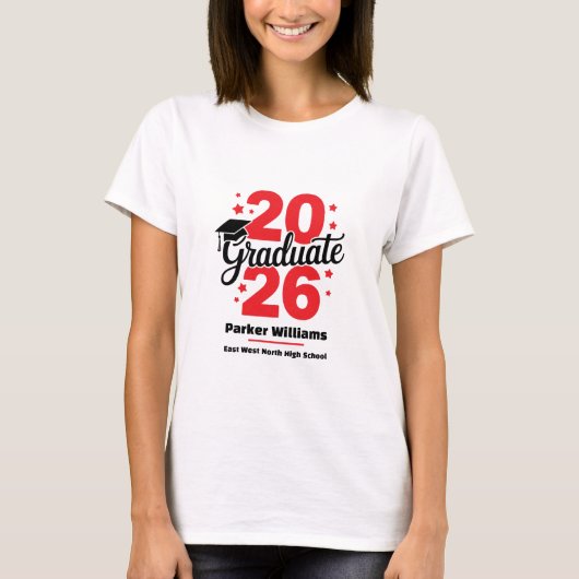 2026年卒業式帽子 | 卒業式 レッド Tシャツ (正面)
