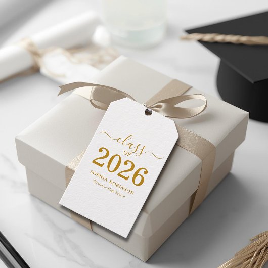 2026年卒業式 ゴールドスクリプト ギフトタグ