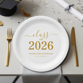 2026年卒業式 ゴールドスクリプト ペーパープレート