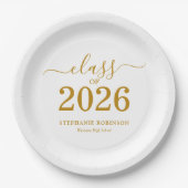 2026年卒業式 ゴールドスクリプト ペーパープレート (正面)
