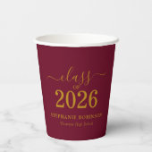 2026年卒業式 ゴールド ワインレッド パーティー 紙コップ (裏面)