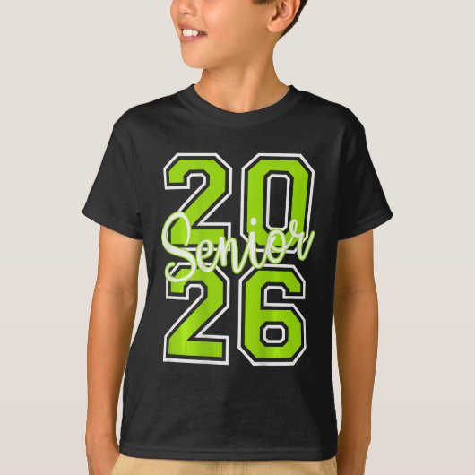 2026年卒業式 シニア ヴァーシティ ライムグリーン ホワイト文字 Tシャツ (正面)