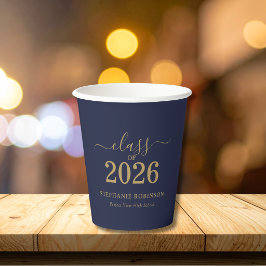 2026年卒業式 ネイビーブルー ゴールド パーティー 紙コップ