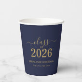 2026年卒業式 ネイビーブルー ゴールド パーティー 紙コップ (裏面)