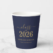 2026年卒業式 ネイビーブルー ゴールド パーティー 紙コップ (正面)