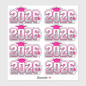 2026年卒業式 ピンクとシルバー シール (シート)