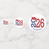 2026年卒業式 レッドとネイビーブルー コンフェッティ (裏面)