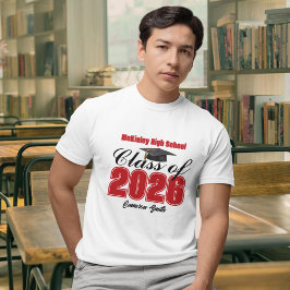 2026年卒業式 レッド パーソナライズド Tシャツ