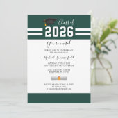 2026年卒業式 緑の卒業パーティー招待状 招待状 (スタンド正面)
