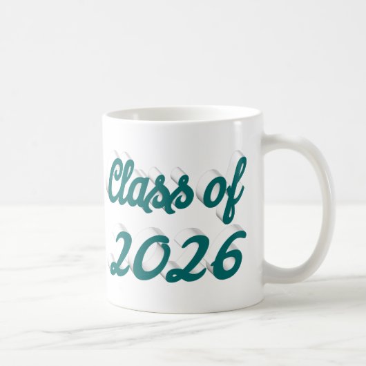 2026年卒業式 緑の文字 スクリプト コーヒーマグカップ (右)