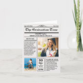 2026年卒業生のためのヴィンテージ新聞風卒業証書 招待状 (正面)