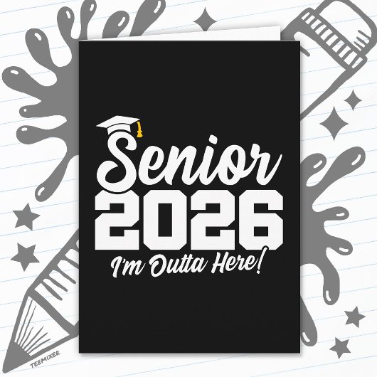 2026年卒業生のための面白いデザイン タイポグラフィ カード