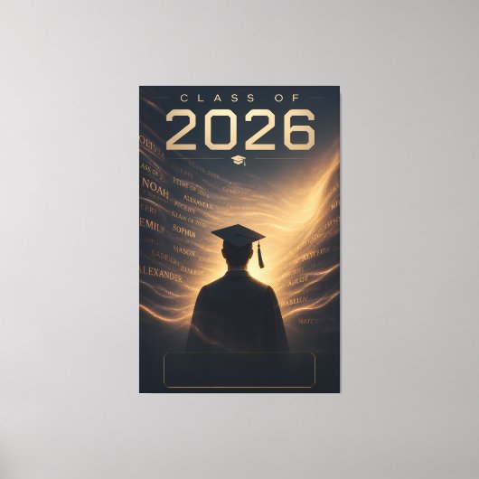 2026年卒業生の名前入りデザイン キャンバスプリント (正面)