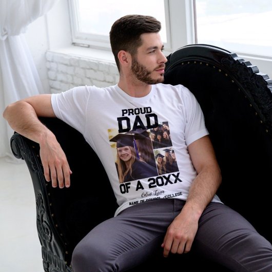 2026年卒業生の自慢のパパ 3枚の写真コラージュ Tシャツ