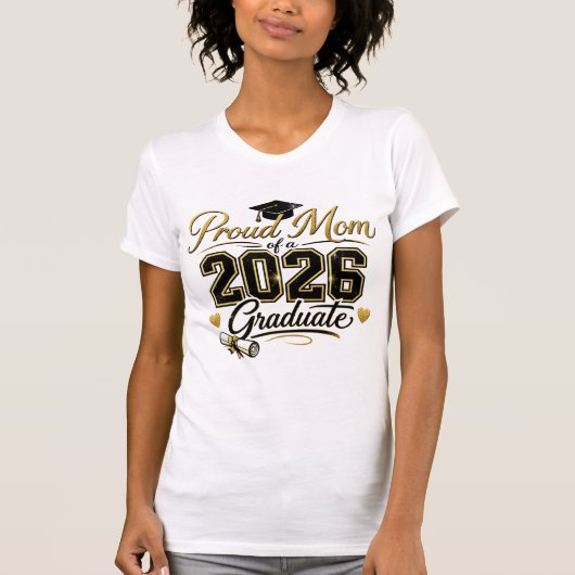 2026年卒業生の自慢のママTシャツ - エレガントゴールド Tシャツ (正面)