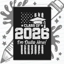 2026年卒業生デザインのディストressedフラグ カード