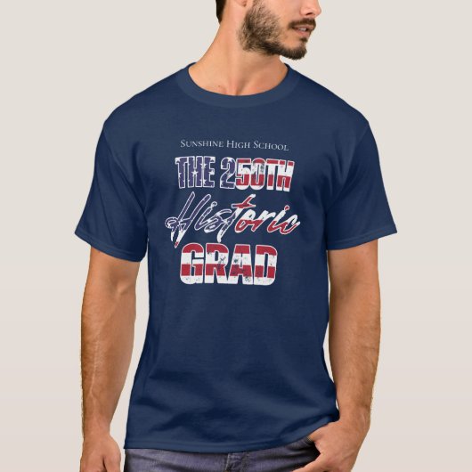 2026年卒業生 アメリカ建国250周年 グラデーション ヴィンテージ Tシャツ (正面)