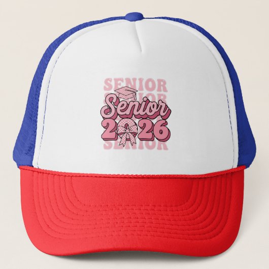 2026年卒業生 コケット ピンク リボン 卒業 キャップ (正面)