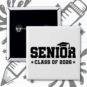 2026年卒業生 太字の卒業タイポグラフィ 缶バッジ