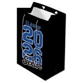 2026年卒業生 青 高校卒業 卒園 ミディアムペーパーバッグ (正面アングル)