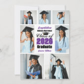 2026年卒業記念写真コラージュ(パープル) 案内状 (正面)