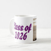 2026年卒業 ふじ色テキスト 卒業写真 コーヒーマグカップ (正面左)
