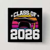 2026年卒業 クラスオブ2026 レトロサンセット 缶バッジ (正面)